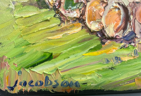 Round Bales by Carrie Jacobsen oil on canvas