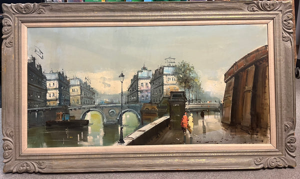 Les amants de Paris (the lovers of Paris) by Laurent Zunino 1988 original framed painting