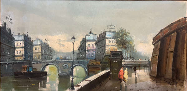 Les amants de Paris (the lovers of Paris) by Laurent Zunino 1988 original framed painting