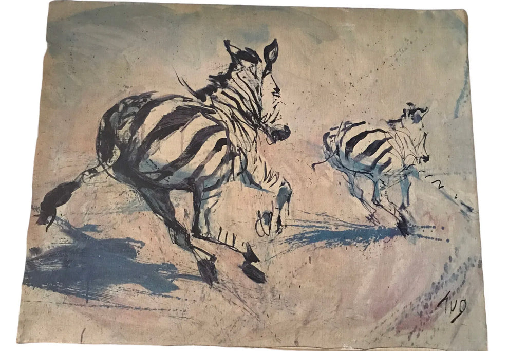 Fritz Rudolph Hug reproduction Zebras on canvas 22x28