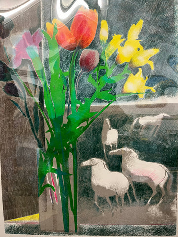 Paul Guiramand reproduction poster: Horses and tulips