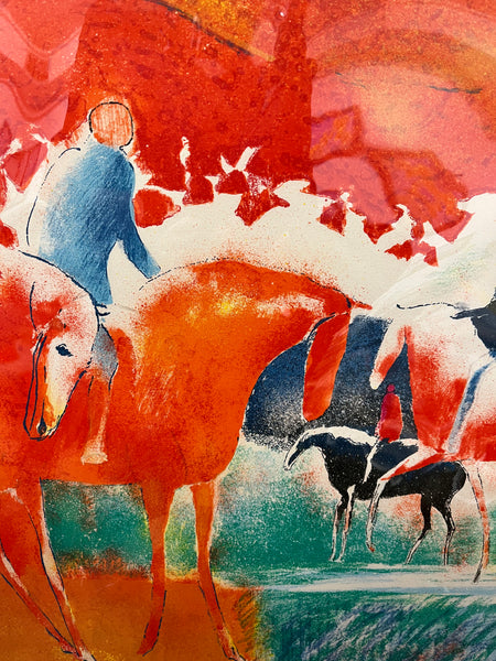 Paul Guiramand signed lithograph: Horses at Sunset