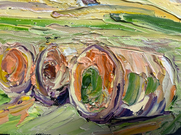 Round Bales by Carrie Jacobsen oil on canvas