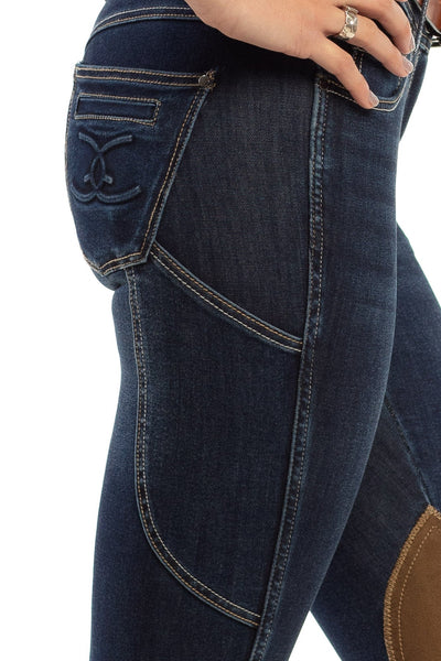 NEW Equestrian Jean - Knee Patch with Cell Phone Pocket - Vintage Wash