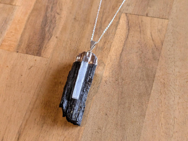 Black Tourmaline + Selenite Necklace