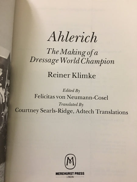 Ahlerich: Making of a Dressage World Champion (gently used copy)