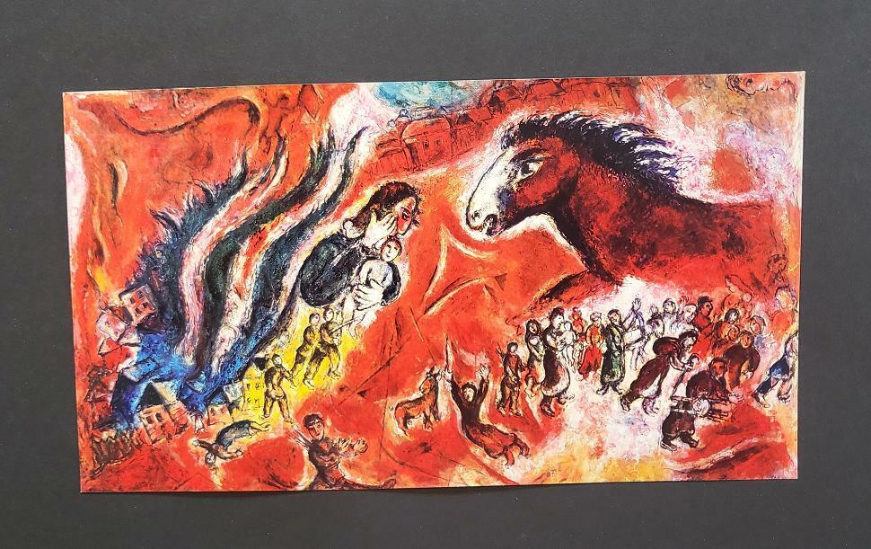 Marc Chagall "The Red Horse" mounted offset lithograph 1974