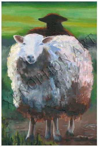 "Two Sheep" by Richard F. Williams Art Giclée on Canvas